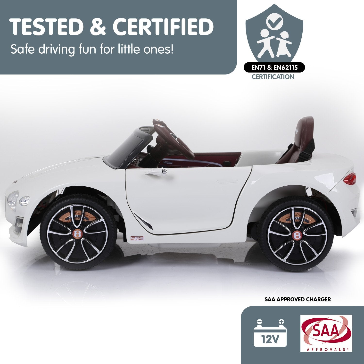 Bentley Exp 12 Speed 6E Licensed Kids Ride On Electric Car - White