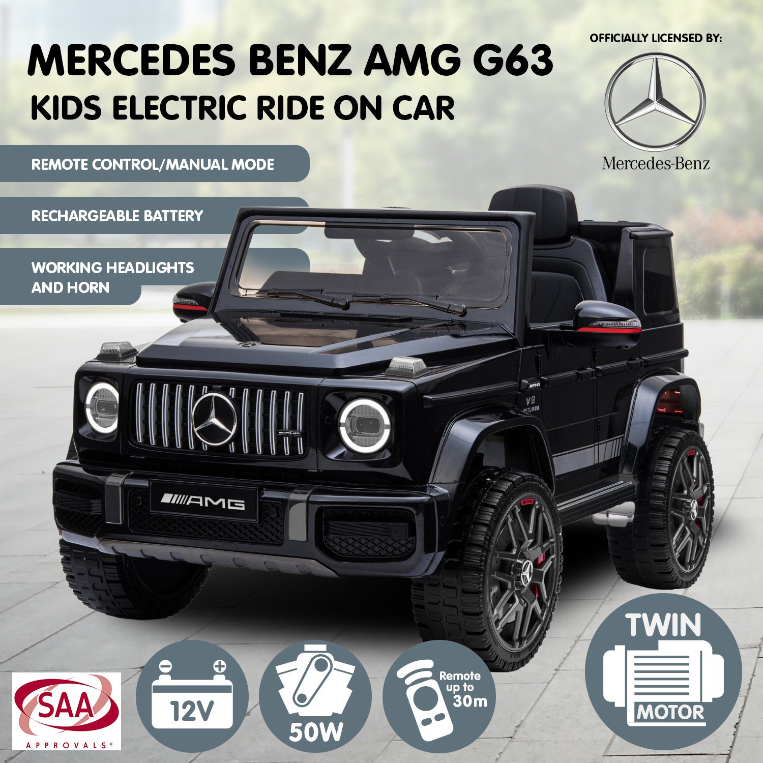 Mercedes Benz AMG G63 Licensed Kids Ride On Electric Car - Black