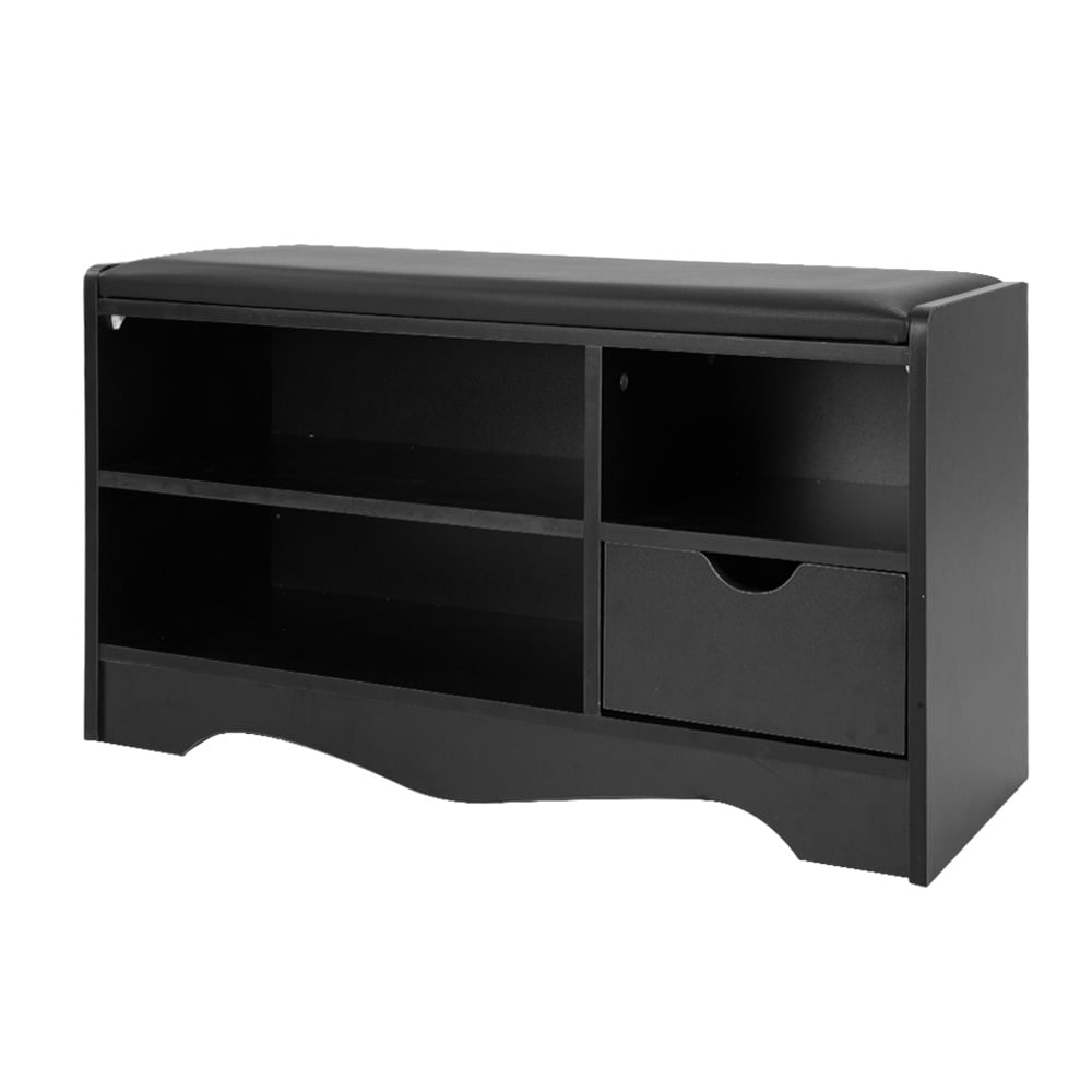 Shoe Rack Cabinet Organiser Black Cushion - 80 x 30 x 45 - Black