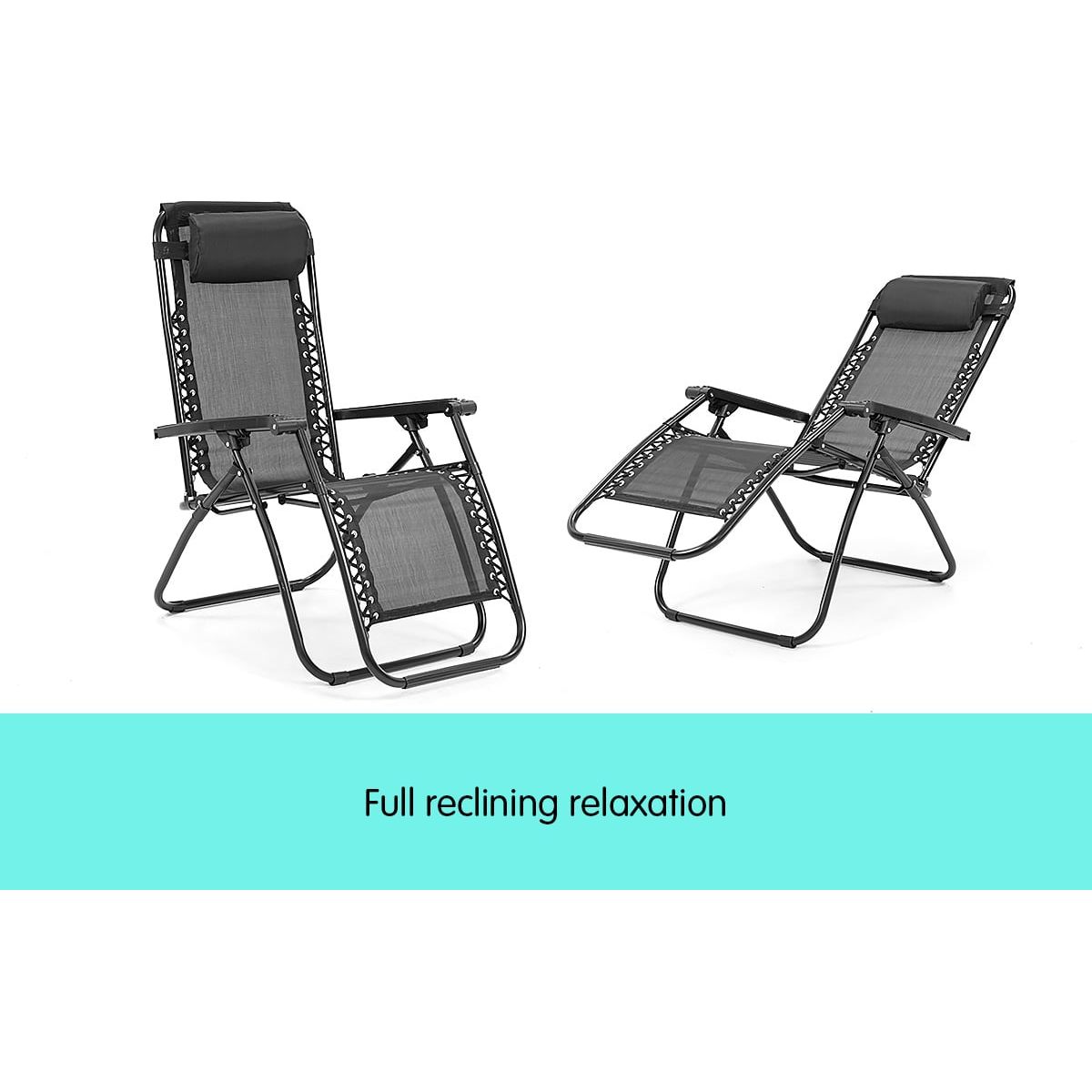 Zero Gravity Reclining Deck Chair - Black