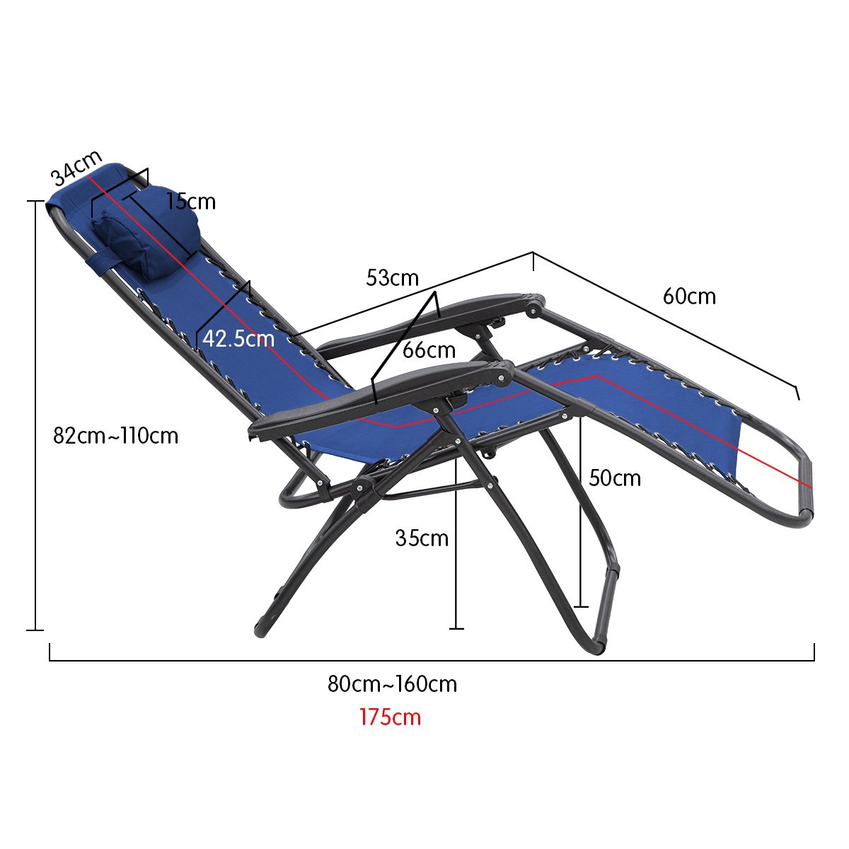 Zero Gravity Reclining Deck Chair - Blue