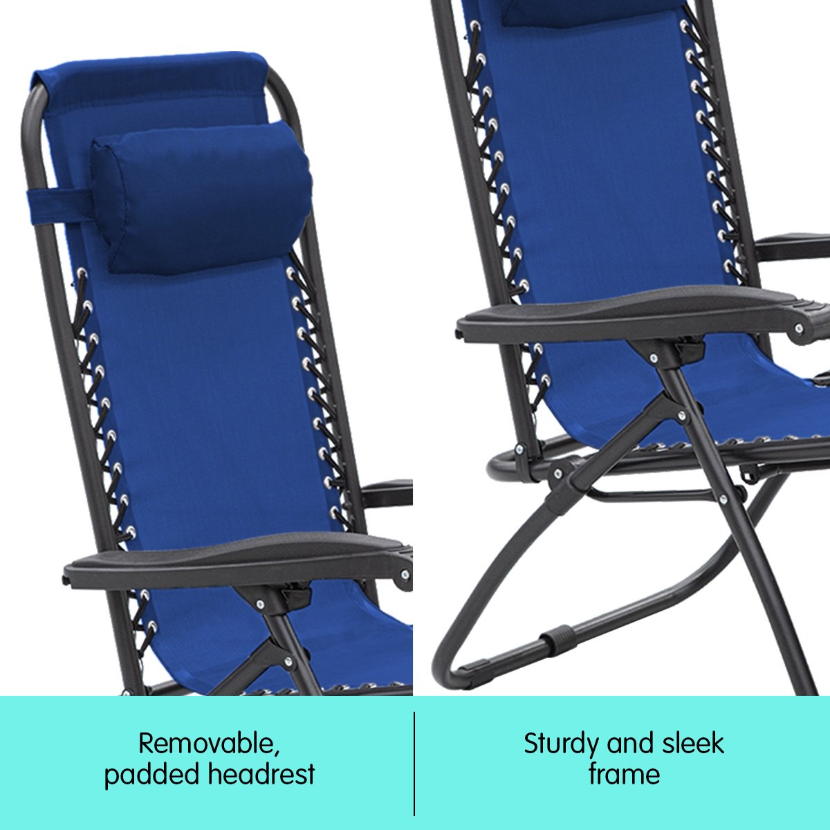 Zero Gravity Reclining Deck Chair - Blue