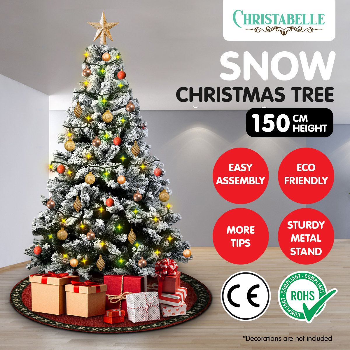 Christabelle Snow-Tipped Snowflocked Artificial Christmas Tree 1.5m - 550 Tips
