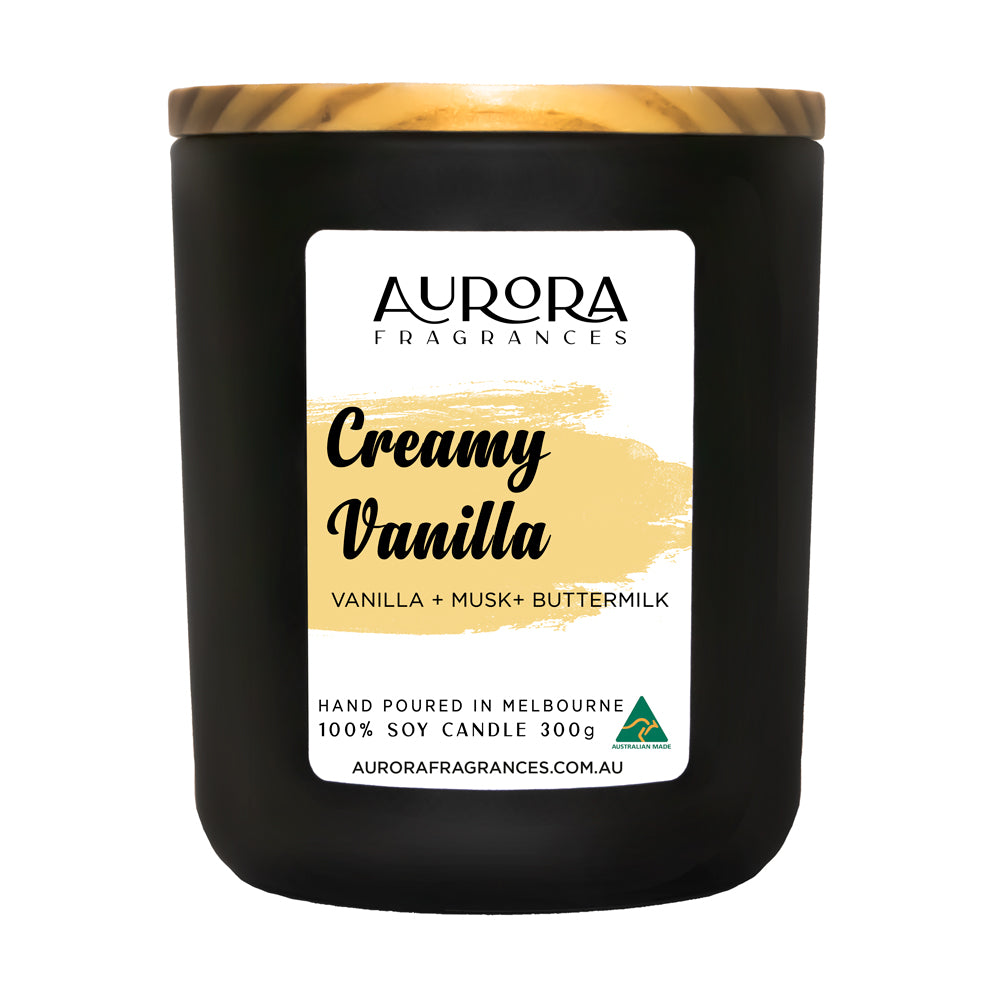 Aurora Creamy Vanilla Soy Candle Australian Made 300g