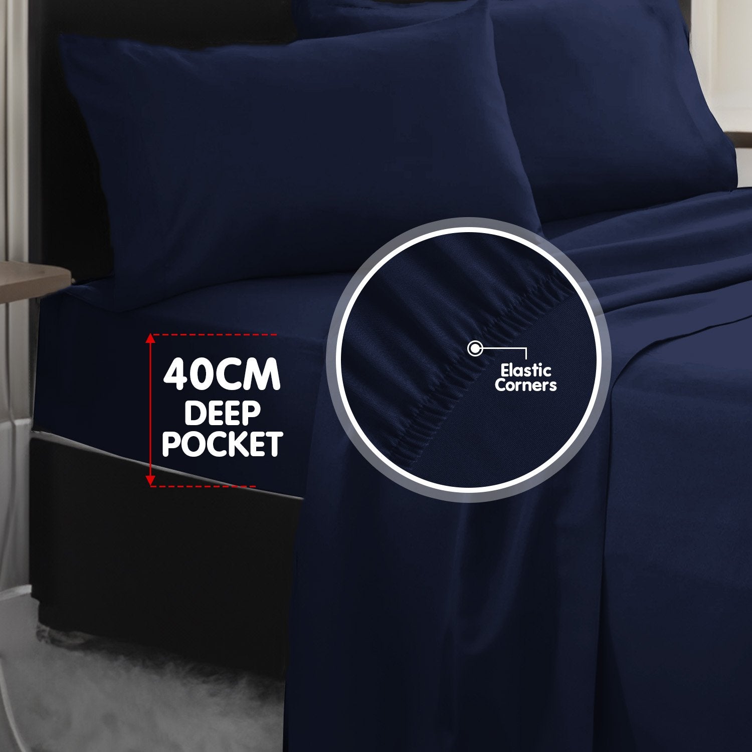 1000 Thread Count Cotton Rich King Bed Sheets 4-Piece Set - Navy