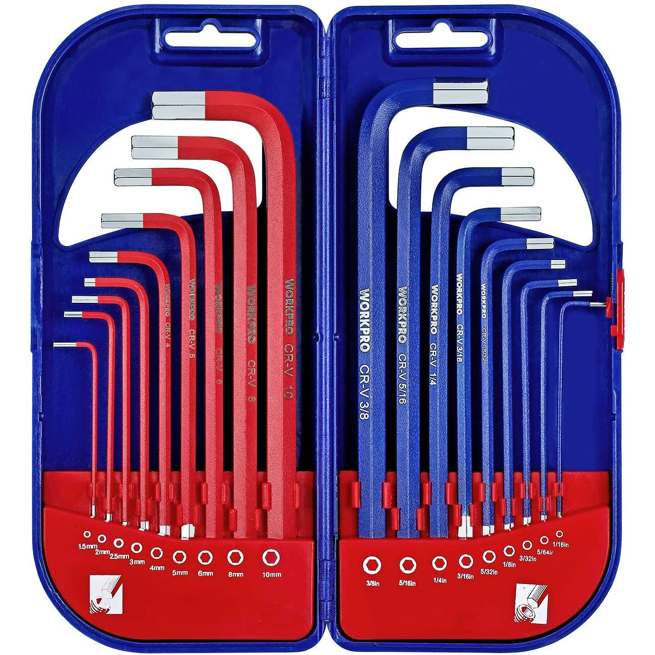 Workpro Hex Key Wrench Set Sae Metric Long Arm With Box 18Pcs