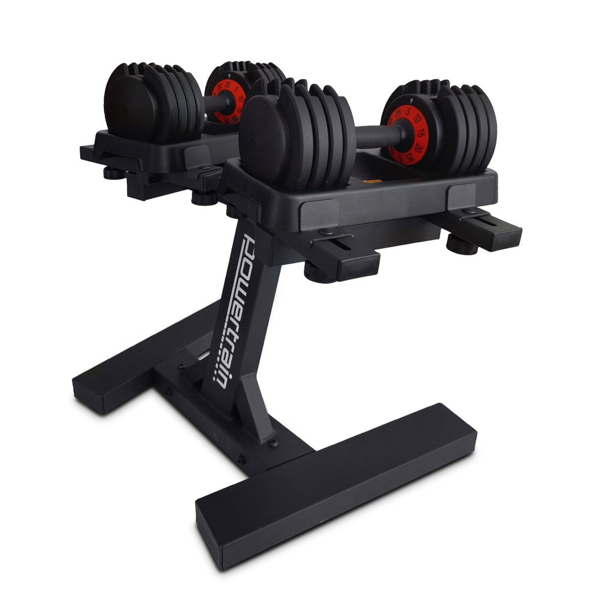 Powertrain GEN2 Pro Adjustable Dumbbell Set - 2 x 25kg (50kg) Home Gym Weights with Stand