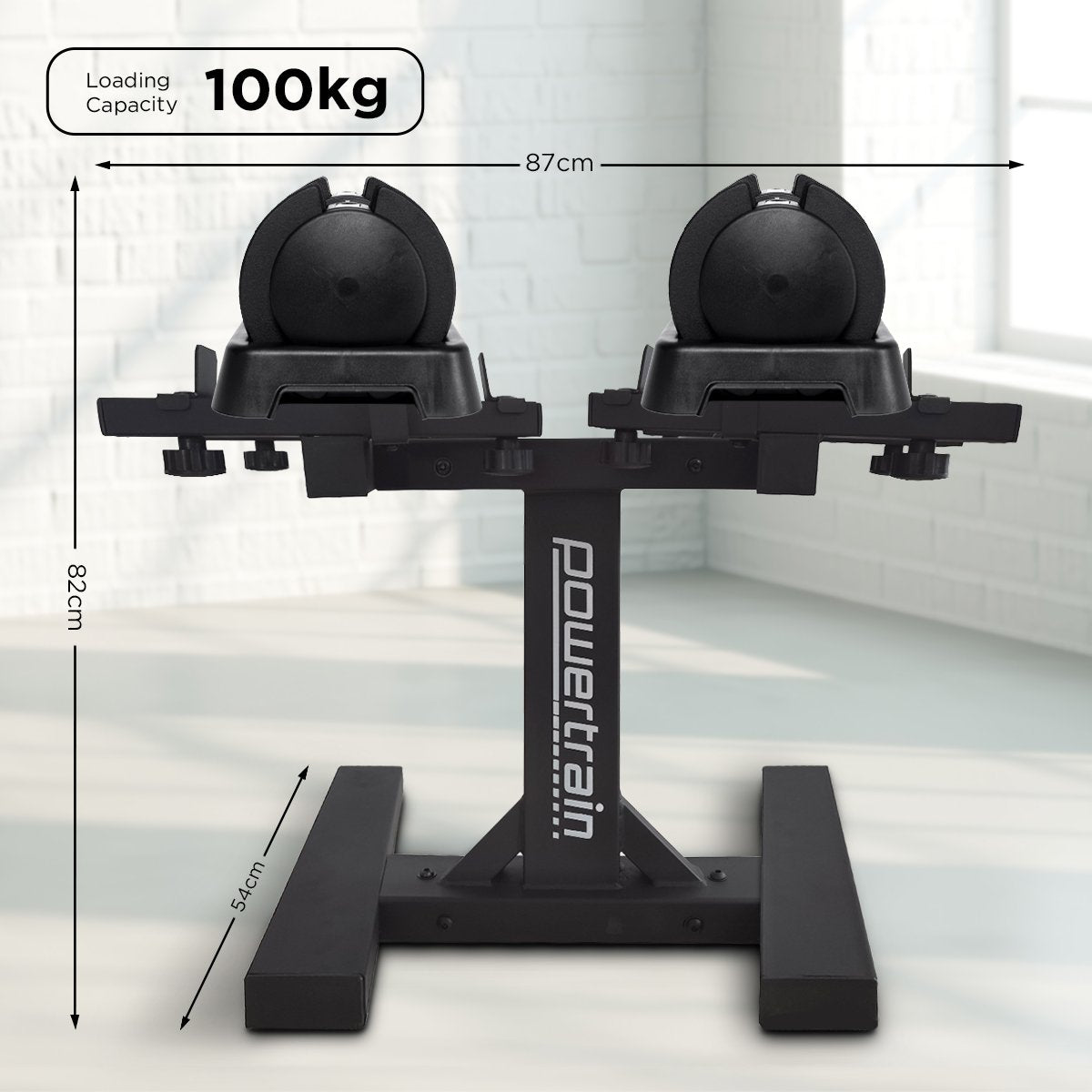 Powertrain GEN2 Pro Adjustable Dumbbell Set - 2 x 25kg (50kg) Home Gym Weights with Stand