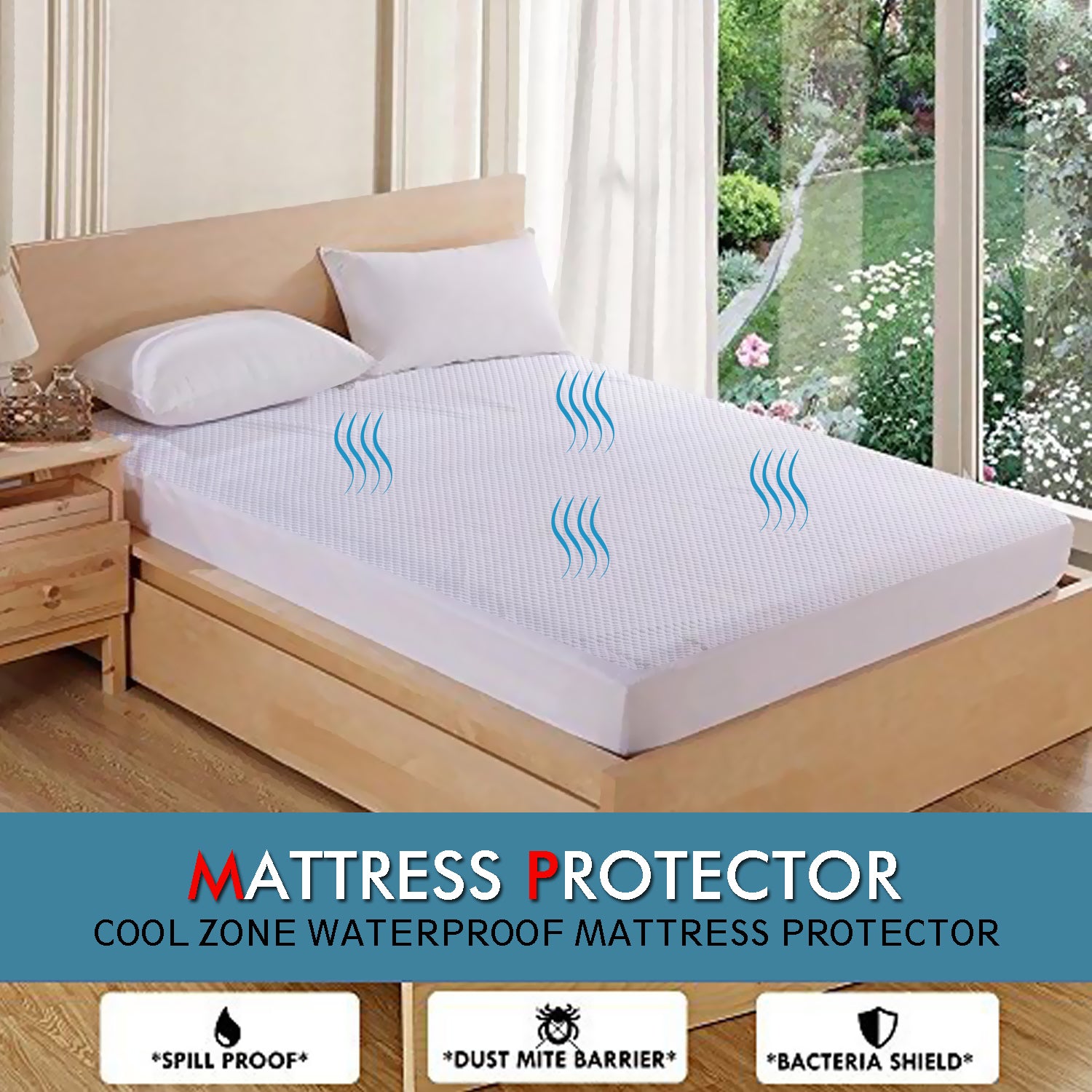 DreamZ Mattress Protector Topper Polyester Cool Fitted Cover Waterproof King