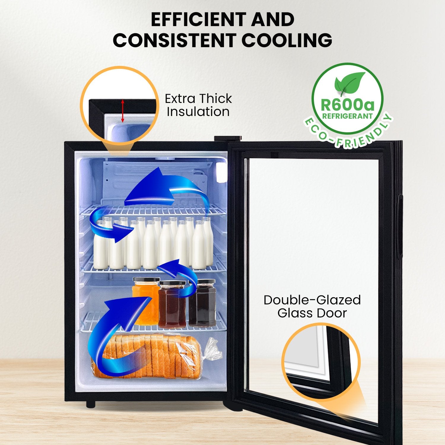 Kolner 70L Bar Fridge with Glass Door