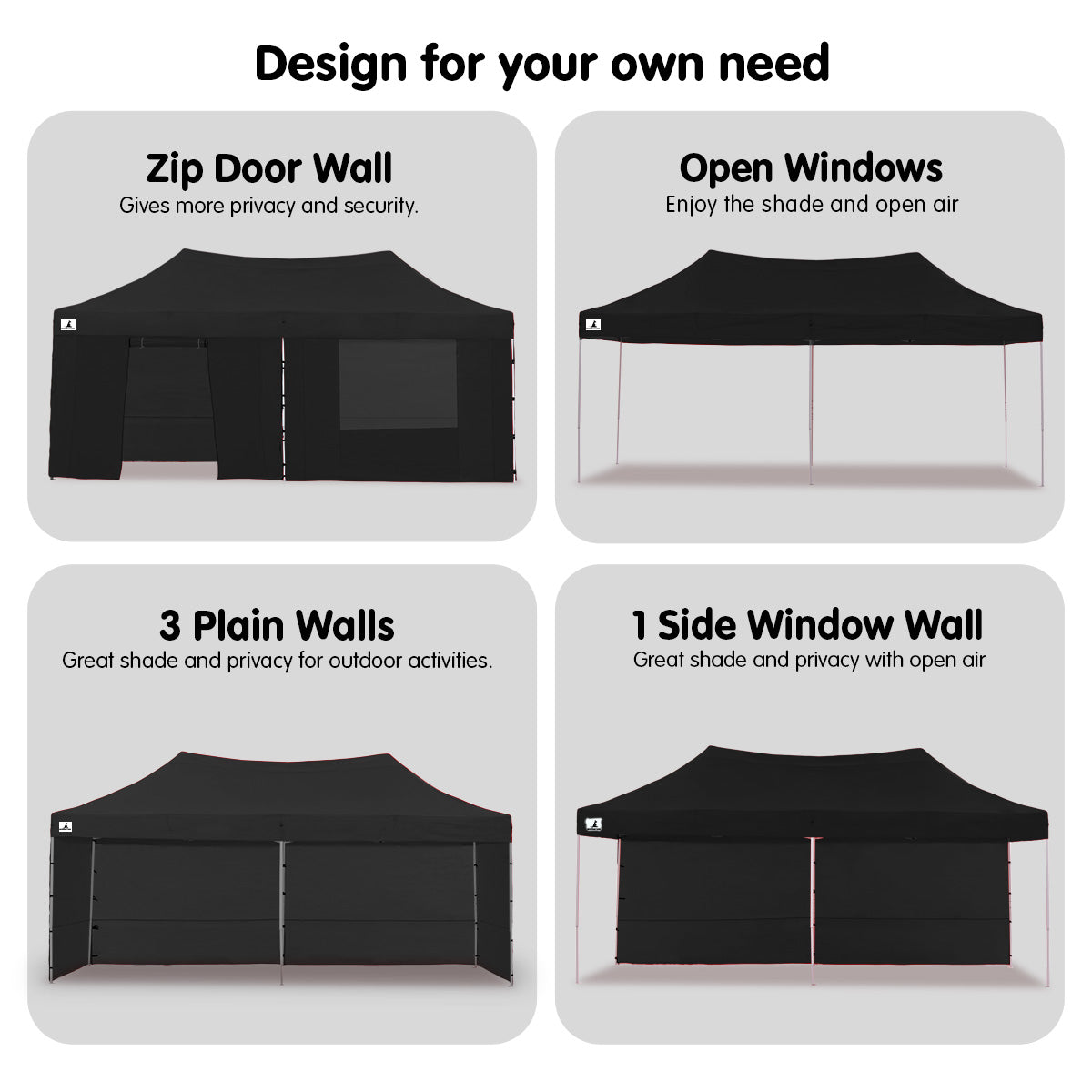 Gazebo Tent Marquee 3x6m PopUp Outdoor Wallaroo Black