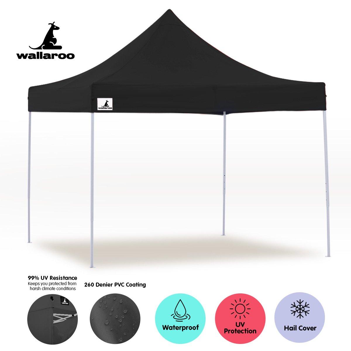 Gazebo Tent Marquee 3x3 PopUp Outdoor Wallaroo Black