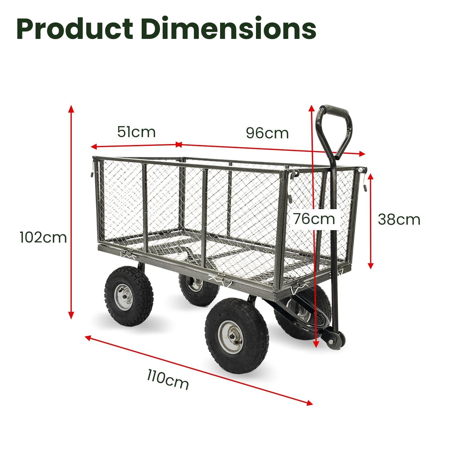 Steel Mesh Garden Trolley Cart - Hammer Grey