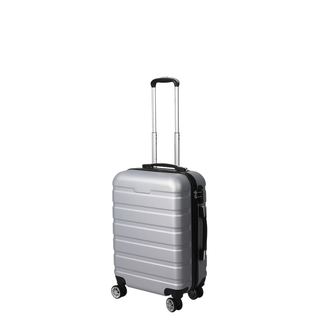 Slimbridge 20&quot; Luggage Suitcase Trolley Travel Packing Lock Hard Shell Silver