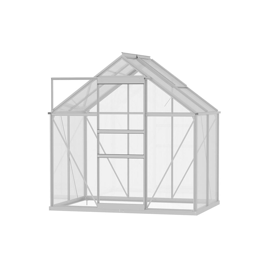 Lambu Greenhouse Aluminium Walk In Green House Garden Plant Shed PC 1.3x1.9x1.95m