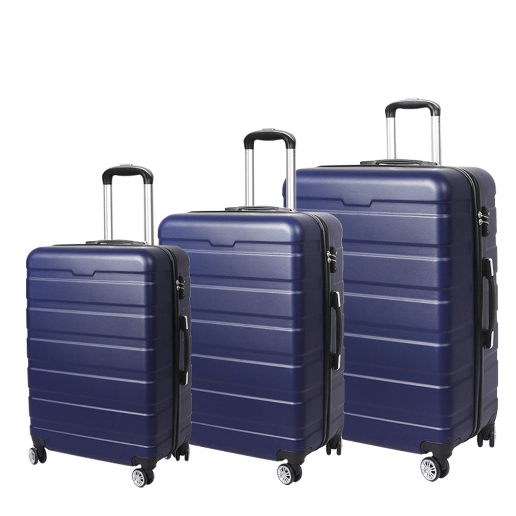 Slimbridge Luggage Suitcase Trolley 3Pcs set 20 24 28 Travel Packing Lock Navy