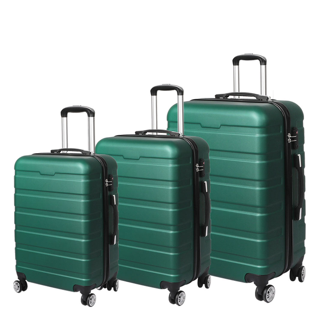 Slimbridge Luggage Suitcase Trolley 3Pcs set 20 24 28 Travel Packing Lock Green