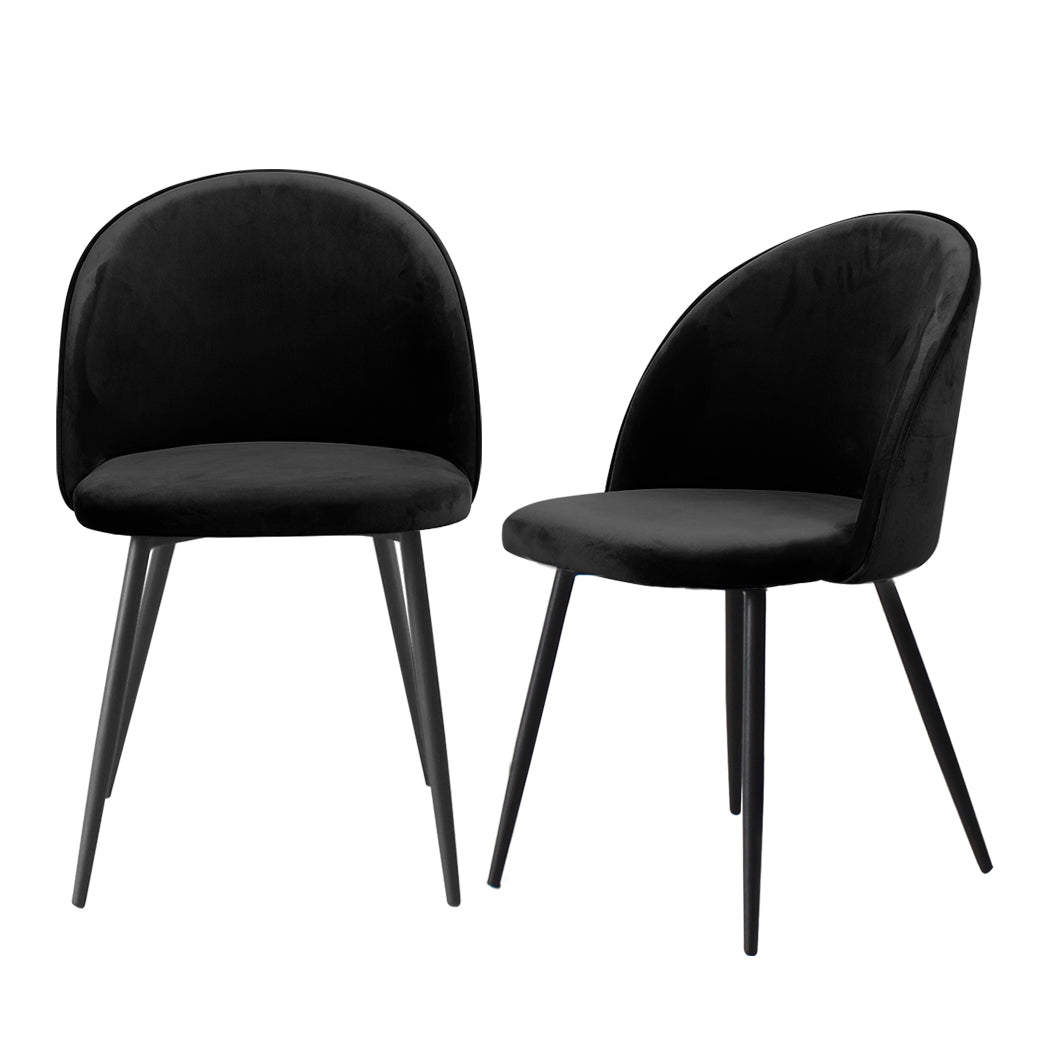 Levede 2x Dining Chairs Kitchen Cafe Lounge Chair Sofa Upholstered Velvet Black