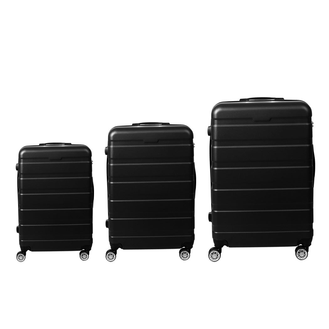 Slimbridge Luggage Suitcase Trolley 3Pcs set 20 24 28 Travel Packing Lock Black