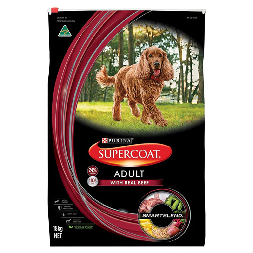 SUPERCOAT Adult 1 To 7 Years All Breeds 100% Aussie Beef Dry Dog Food 18kg