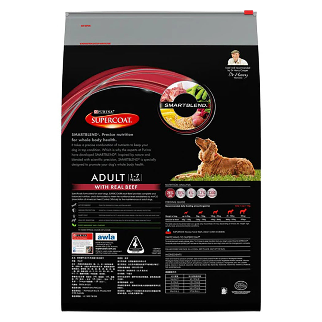 SUPERCOAT Adult 1 To 7 Years All Breeds 100% Aussie Beef Dry Dog Food 18kg