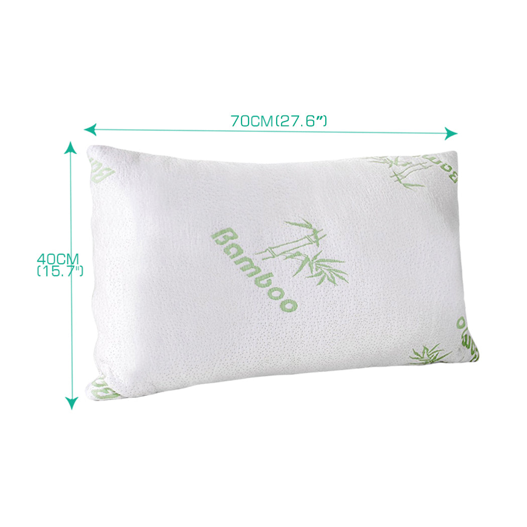 2x DreamZ Luxury Natural Memory Foam Bed Pillows Bamboo Fabric Cover 70x40cm