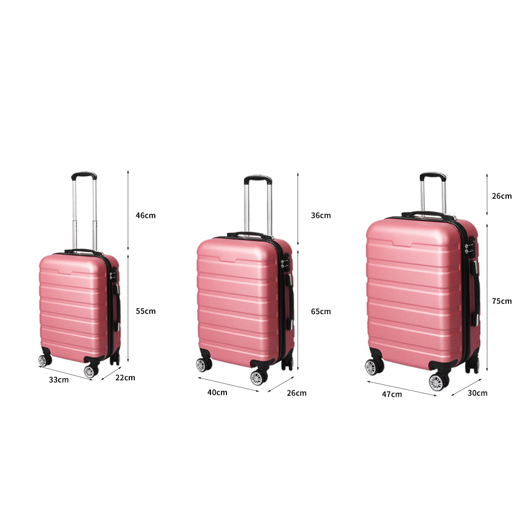 Slimbridge Luggage Suitcase Trolley 3Pcs set 20 24 28 Travel Packing Rose Gold