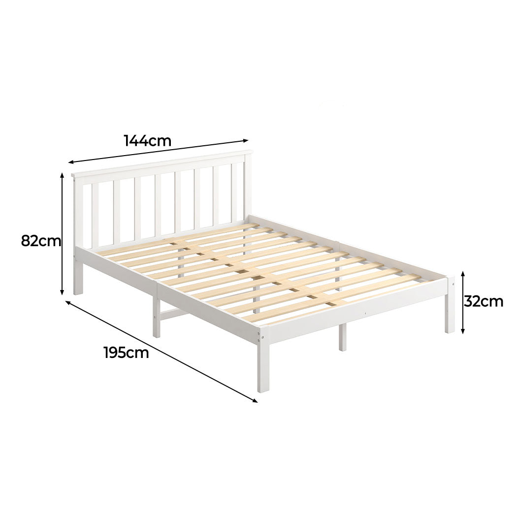 Levede Wooden Bed Frame Double Full Size Mattress Base Timber White