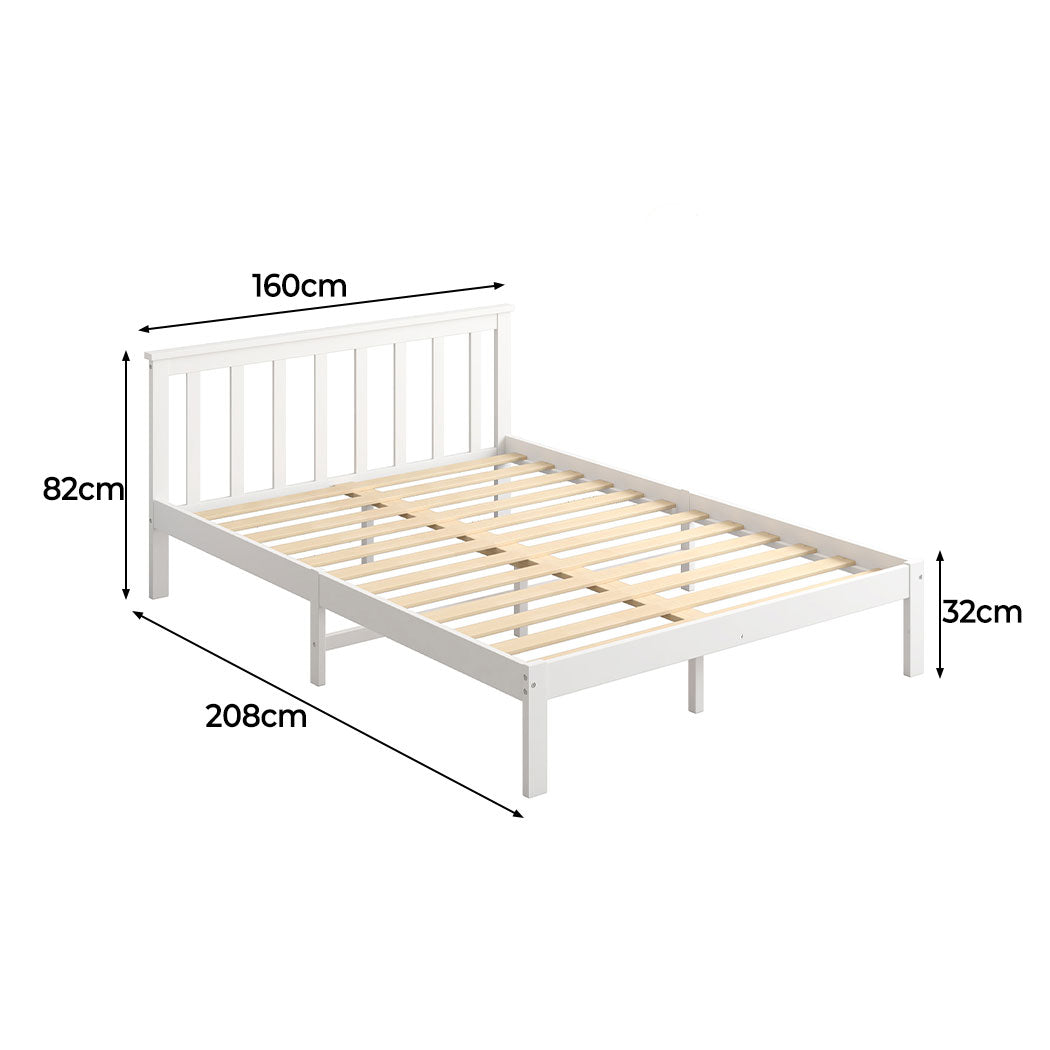 Levede Wooden Bed Frame Queen Full Size Mattress Base Timber White