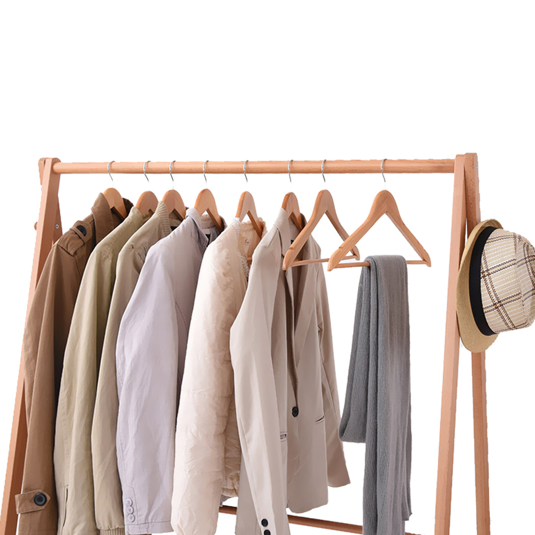 Levede Clothes Stand Garment Dyring Rack Hanger Organiser Wooden Rail Portable