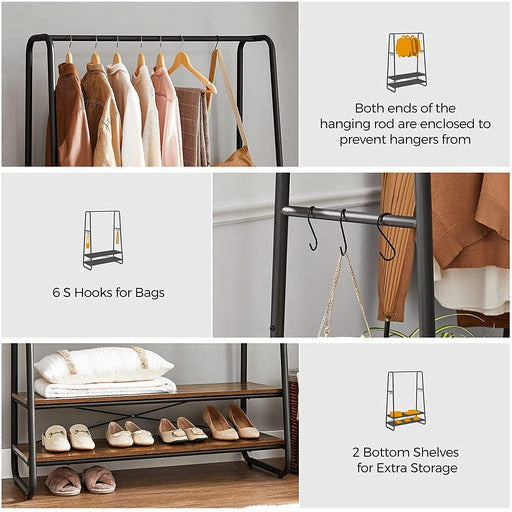 VASAGLE Clothes Rack with 2 Shelves