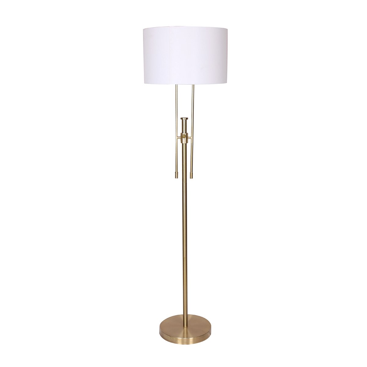 Sarantino Brushed Gold Height-Adjustable Metal Floor Lamp