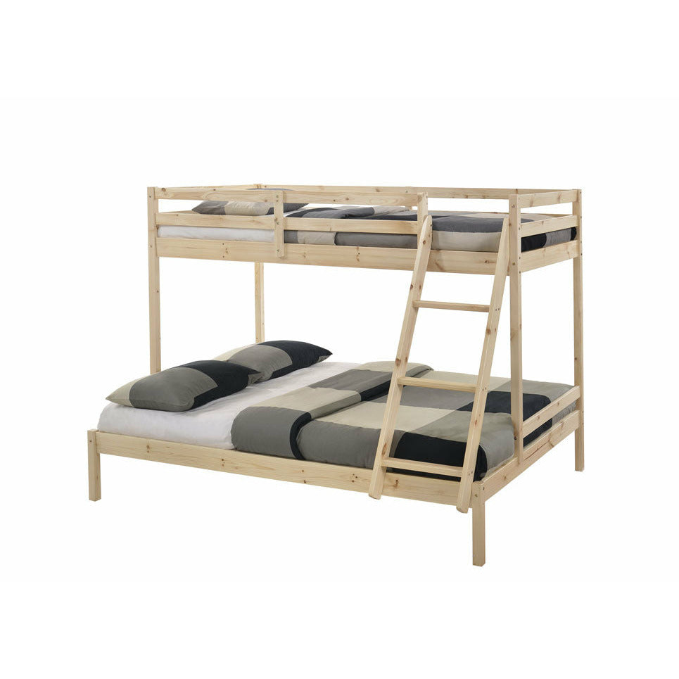 Solid Timber Triple Bunk Bed Single over Double Natural