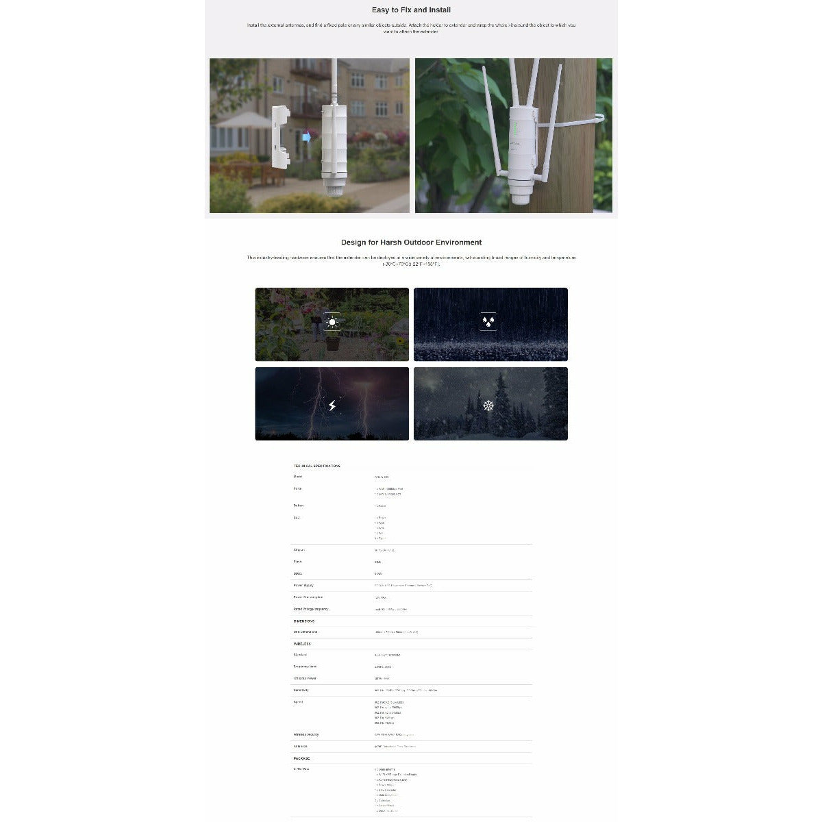 WAVLINK AC1200 High Power Outdoor Gigabit Wi-Fi Range Extender (Aerial HD4)  WS-WN572HG3