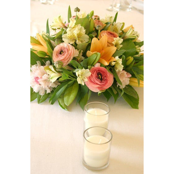 White Wax Clear Glass Holder Votive Candle - Wedding Event Centrepiece Table Decoration