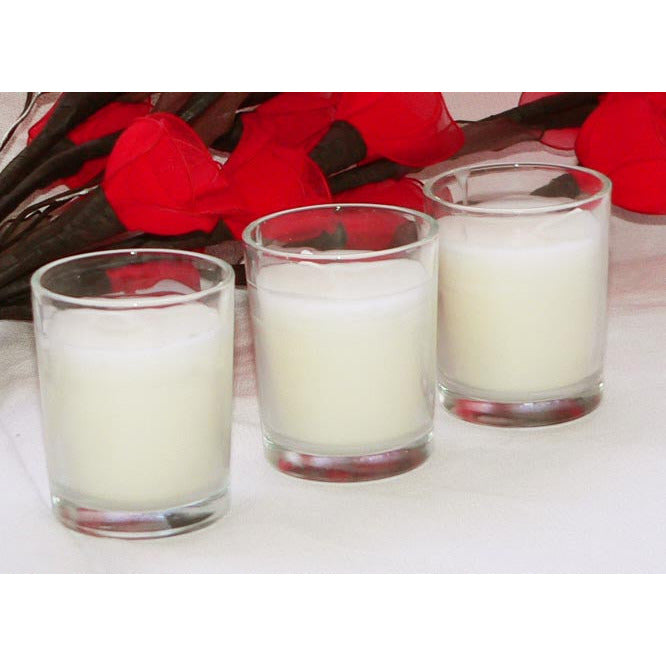 White Wax Clear Glass Holder Votive Candle - Wedding Event Centrepiece Table Decoration