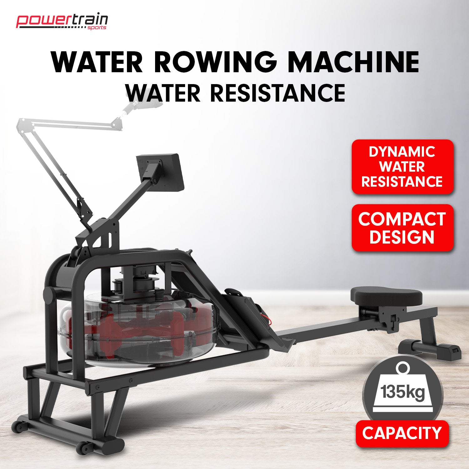 Powertrain 13L Water Resistance Rowing Machine Rower