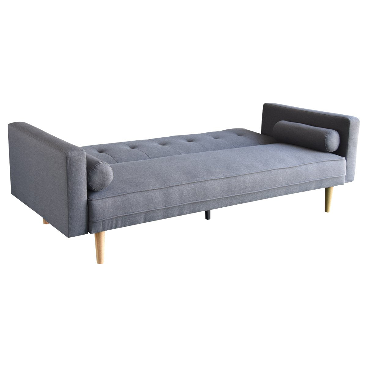 Sarantino 3 Seater Linen Sofa Bed Couch with Pillows - Dark Grey