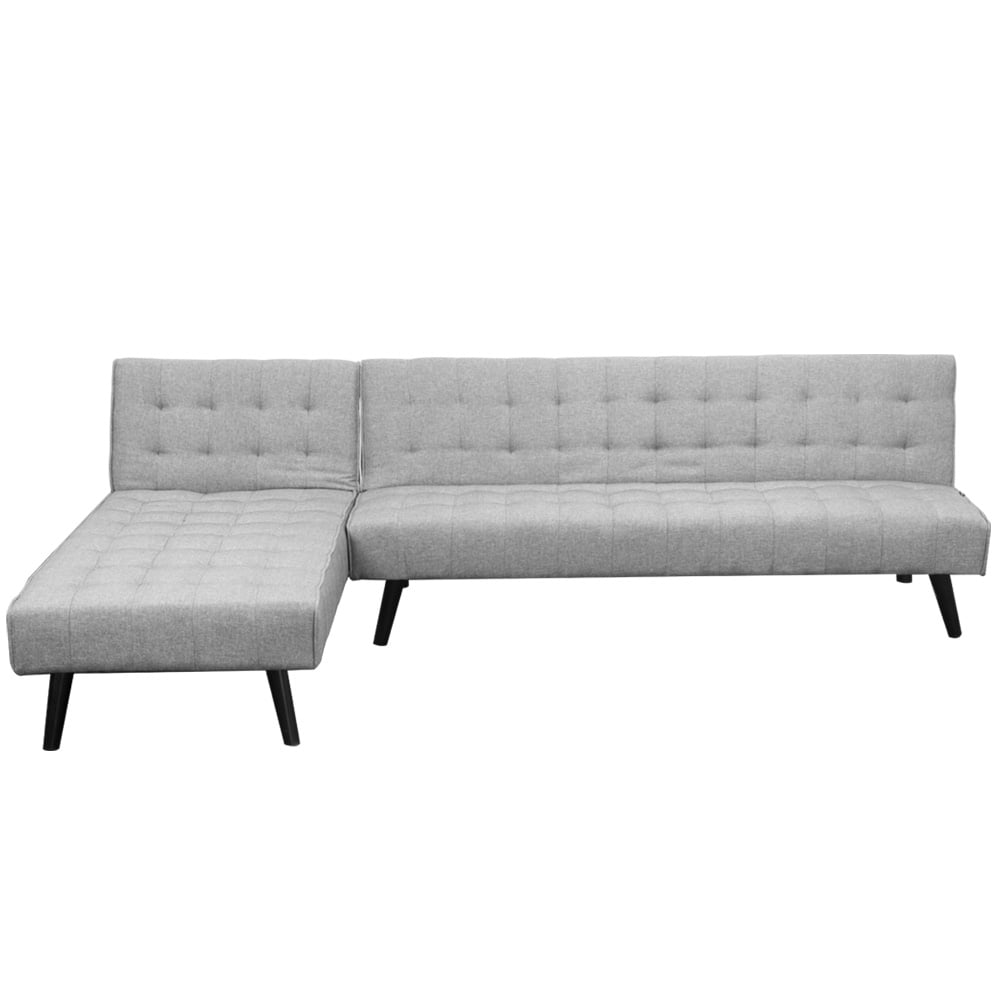 Sarantino 3-Seater Corner Wood Sofa Bed Lounge Chaise Sofa Light Grey