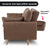 Sarantino 3 Seater Modular Linen Fabric Sofa Bed Couch Futon - Brown