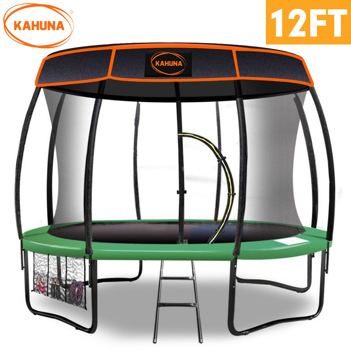 Kahuna Trampoline 12 ft with Roof-Green