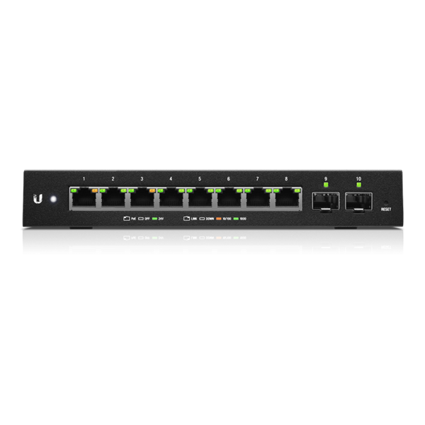 Ubiquiti EdgeSwitch 10XP Gigabit Switch | with 8x 1Gbps Ethernert, 24V PoE and 2x 1Gbps SFP