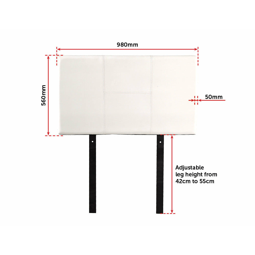 PU Leather Single Bed Headboard Bedhead - White