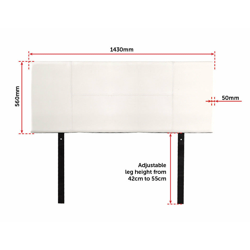PU Leather Double Bed Headboard Bedhead - White
