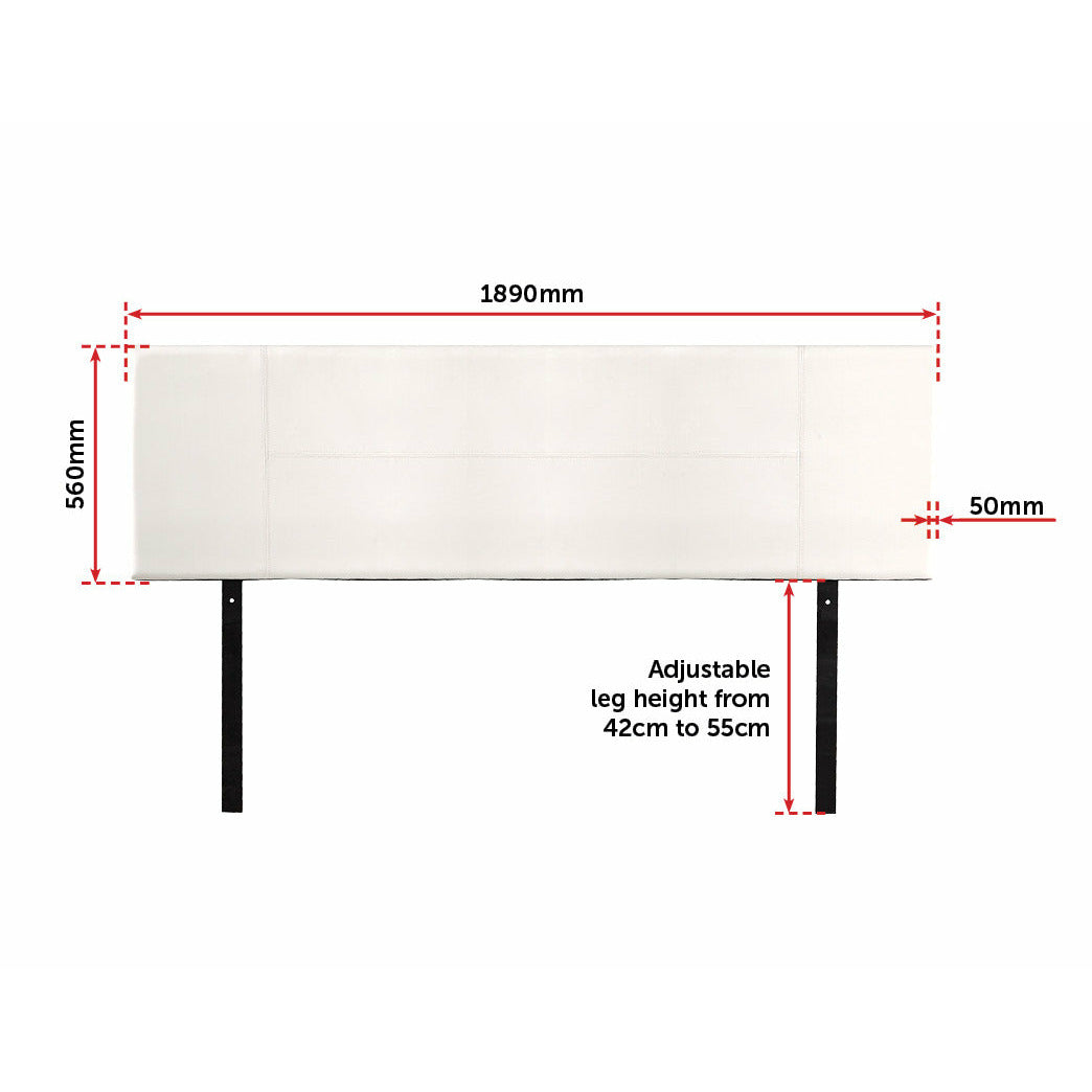 PU Leather King Bed Headboard Bedhead - White
