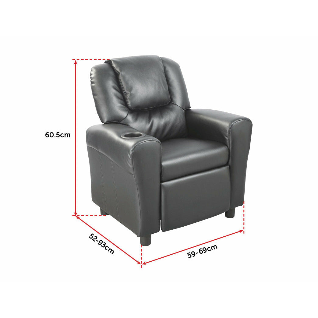 PU Leather Kids Recliner with Drink Holder