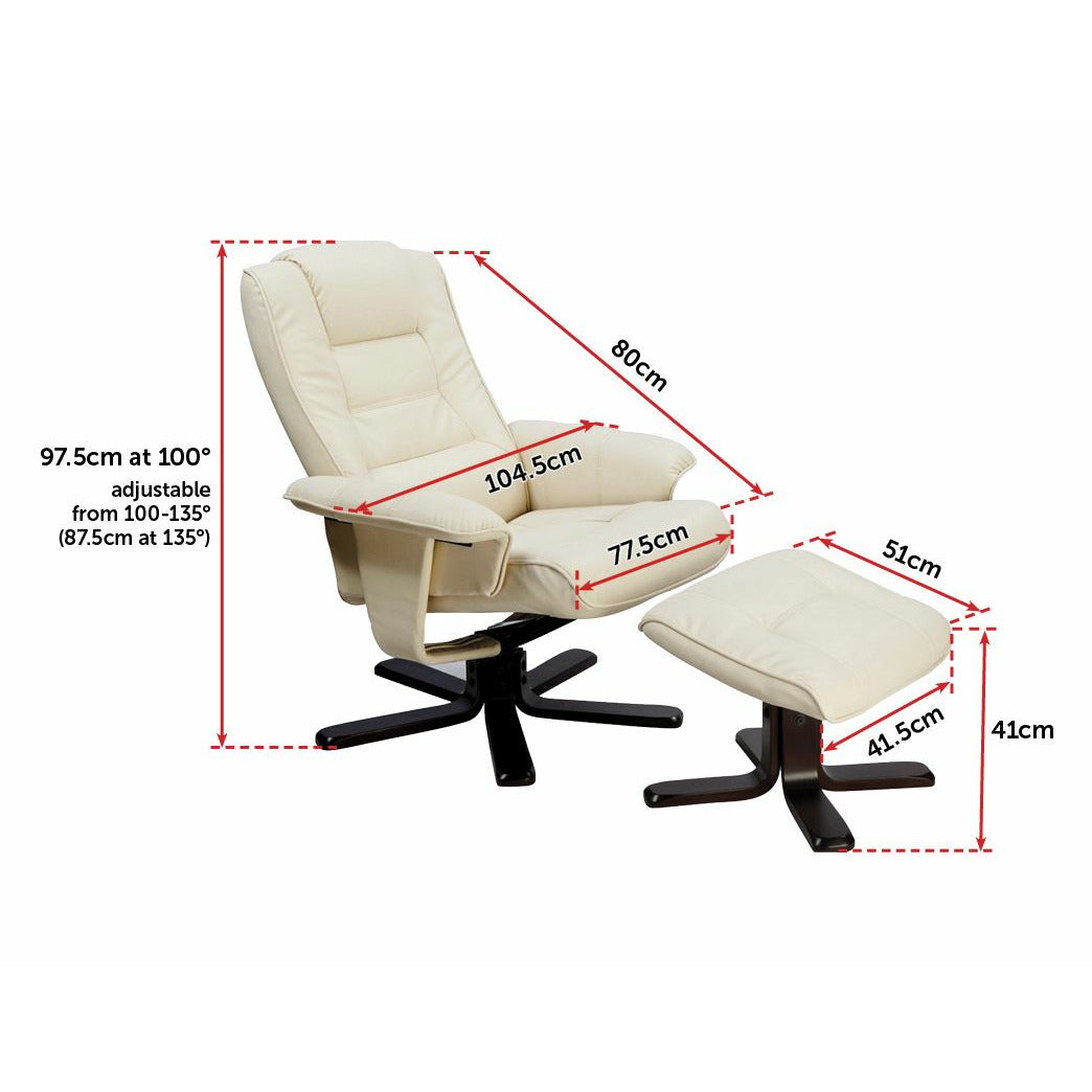 PU Leather Massage Chair Recliner Ottoman Lounge Remote