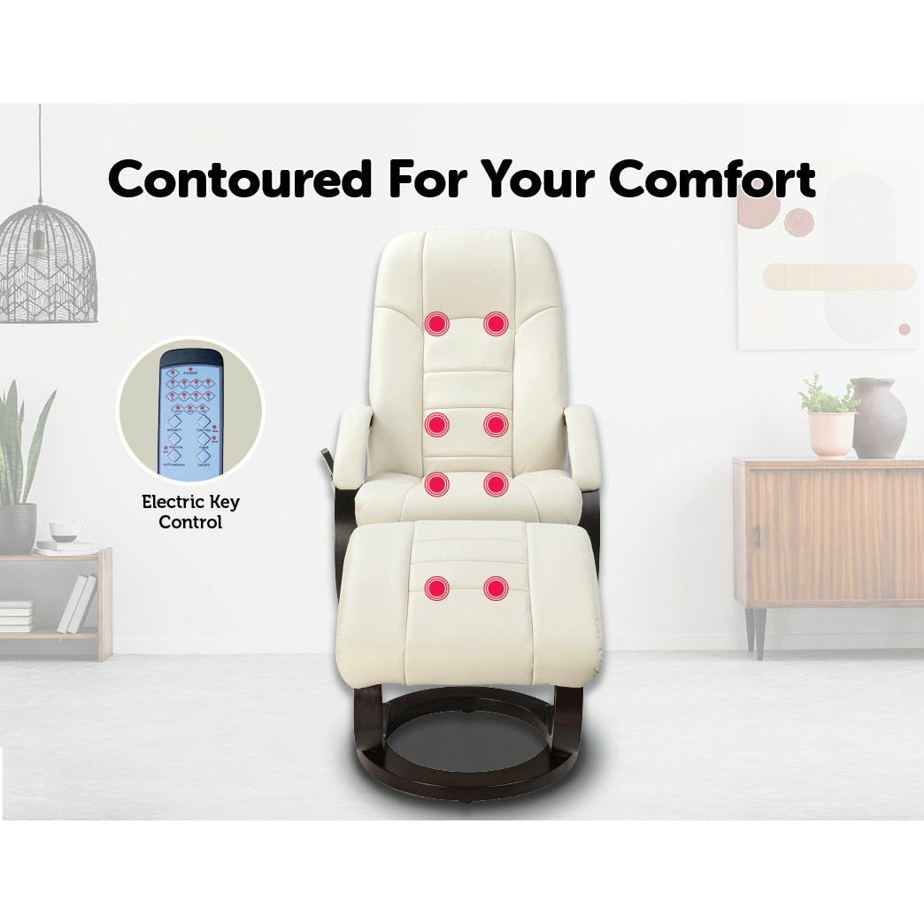 PU Leather Deluxe Massage Chair Recliner Ottoman Lounge Remote