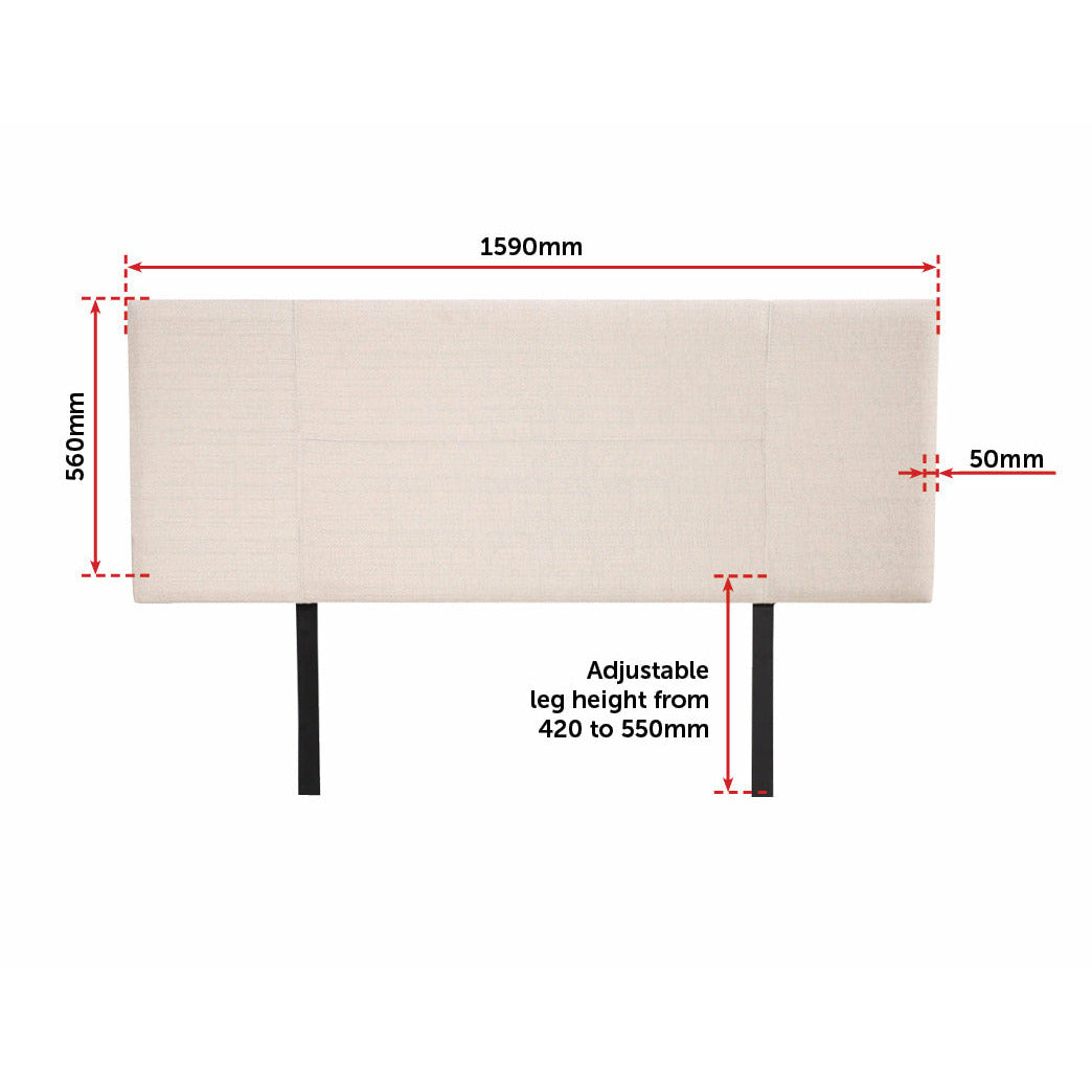 Linen Fabric Queen Bed Headboard Bedhead - Beige