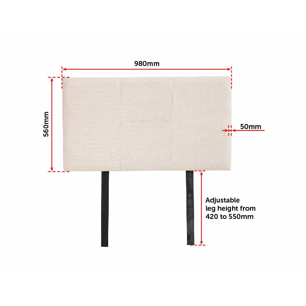 Linen Fabric Single Bed Headboard Bedhead - Beige